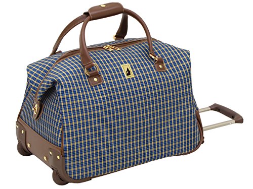 London Fog Kensington 20 Inch Wheeled Club Bag, Blue Tan Plaid, One Size