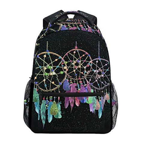 Backpack Travel Dream Catcher Black Galaxy School Bookbags Shoulder Laptop Daypack College Bag