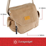 Tan Brown Medium Sized Canvas Carry Bag For Panasonic Lumix Dmc-Zs50 / Dmc-Zs45 / Dmc-Ts6 /