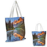 National Parks Home Decor canvas messenger bag Canadian Rocky Mountain Range on Edith Cavell Lake