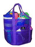 Saltwater Canvas Family Mesh Whale Bag, Sand/Waterproof Base, 9 Pockets, Purple