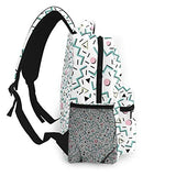 Multifunctional Casual Backpack,Back To The 80's Eighties, Funky Memphis Pattern Design,Adult Teens College Double Shoulder Pack Travel Sports Bag Computer Notebooks