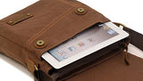AUGUR Vintage Messenger Bag Ipad Bag Canvas Leather Messenger bags Shoulder Bag (Brown)