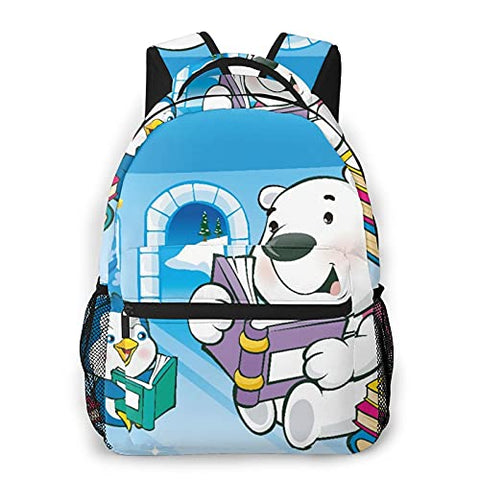 Multi leisure backpack,Children Cartoon Polar Bear And Penguin Are R, travel sports School bag for adult youth College Students