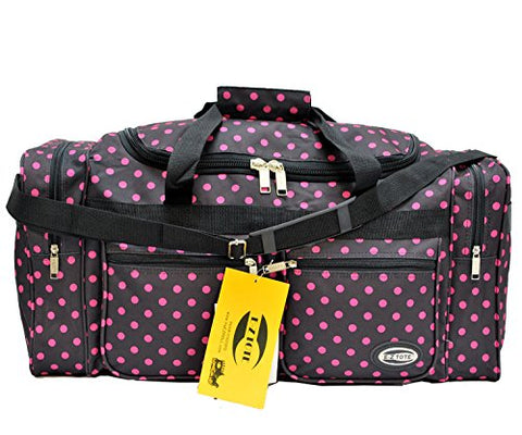Lovely, Fashionable Polka Dots Duffle Bag/Gym Bag/Travel Bag Size 25" (Black/Pink Dots)