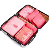 6pcs/set Packing Cube Double Zipper Waterproof Bag Luggage Clothes Sorting Pouch Portable Organizer,wine red