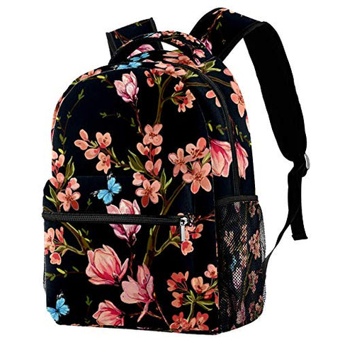 LORVIES Butterflies Tropical Japanese Flowers Magnolia Flowers Backpacks for Traveling Hiking Shopping