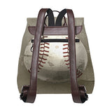 Vintage Baseball Women's Genuine Leather Backpack Bookbag School Shoulder Bag