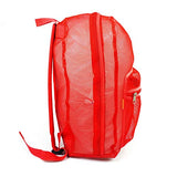 K-Cliffs Mesh Backpack See Through Student School Book Bag Security Net Daypack, Red