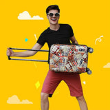 NEWCOM Luggage 20 Inch Hard Shell Spinner Wheels Printed National Flag Graffiti ABS +PC Build-In TSA Lock Lightweight Traveling Carry On for Hip Pop Punk Youth