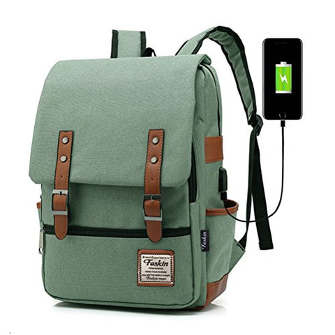 Professional Laptop Backpack with USB Charging Port, Feskin Fashion Travel Bag Vintage Business