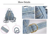 Saierlong Women'S And Girl'S Denim Backpack Jean School Bag Travel Bag Blue