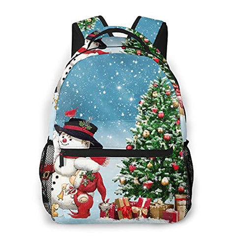 Multi leisure backpack,Christmas Snowman Santa Claus Winter Xmas Tre, travel sports School bag for adult youth College Students
