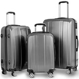 GHP 20" 24" 28" Gray ABS PC Polyester Travel Suitcase Trolleys w Aluminum Handle