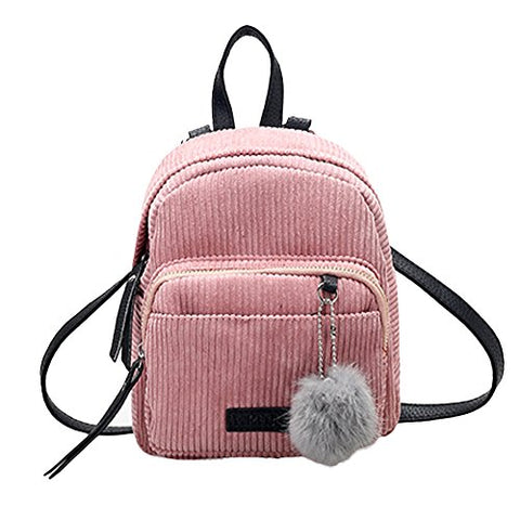 Women Teen Girls Fashion Corduroy Backpack Purse Shoulder Bag Casual School Bag Travel Bag (Free