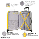 Nautica Hardside Carry On Luggage - 20 Inch Spinner Wheels Suitcase Lightweight Rolling Travel Bag for Under Seat, Yellow/Silver