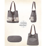 Hiigoo Printing Canvas Shoulder Bag Retro Casual Handbags Messenger Bags (Black)