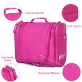 Hanging Toiletry Bag Travel Cosmetic Kit - Large Essentials Organizer - Sturdy Hook Makeup bag - Heavy Duty Waterproof for Men and Womens (Rose Pink)