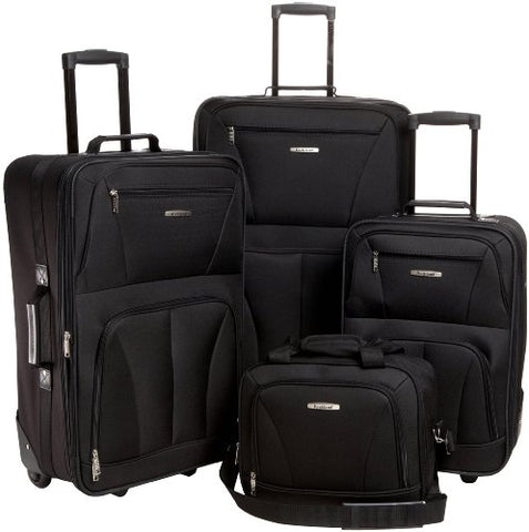 Rockland Luggage Skate Wheels 4 Piece Luggage Set, Black, One Size