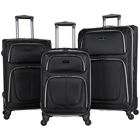 Kenneth Cole Reaction 1680D Poly 4-Whl Exp 3-Piece Luggage Set: 20", 24", 28", Black