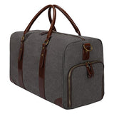 S-Zone Canvas Pu Leather Trim Travel Duffel Shoulder Handbag Weekender Carry On Luggage With Shoe