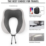 MLVOC Travel Pillow 100% Pure Memory Foam Neck Pillow, Comfortable & Breathable Cover, Machine Washable, Airplane Travel Kit with 3D Contoured Eye Masks, Earplugs, and Luxury Bag, Standard, Gray