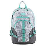 Fuel Dynamo Multipocket Active Backpack with Front Webbing Molle Loops, Ash Gray/Henna Paisley Print/Turquoise Trim