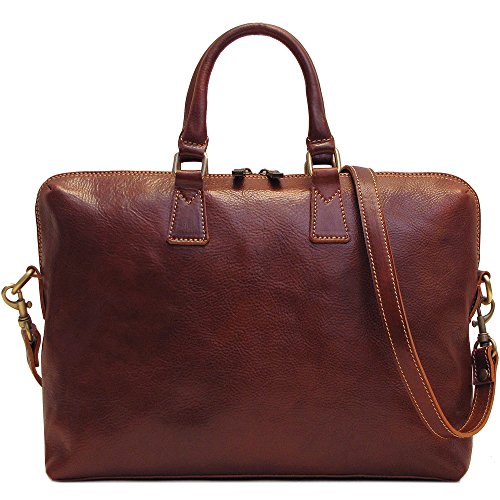 Floto Milano Slim Brown Briefcase Attache Lap-top Case