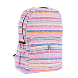 Damara Womens Colorful Stripes Patterned Canvas Backpack,Pink