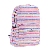 Damara Womens Colorful Stripes Patterned Canvas Backpack,Pink
