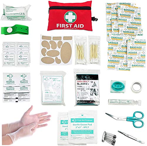 General Medi Mini First Aid Kit, 110 Piece Small First Aid Kit - Includes  Emergency Foil Blanket, Scissors for Travel, Home, Office, Vehicle,  Camping