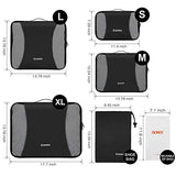 Gonex Packing Cubes Set, Lightweight Travel Organizers Bags 5pcs + 1 Shoe Bag+ 4 Reusable Zip