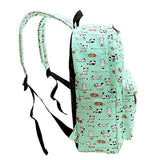 ABage Canvas Backpack Travel School Student Book Bags Daypacks, Light Green
