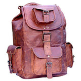 cuero 22" Genuine Large Leather Retro Rucksack Backpack College Bag,School Picnic Bag Travel