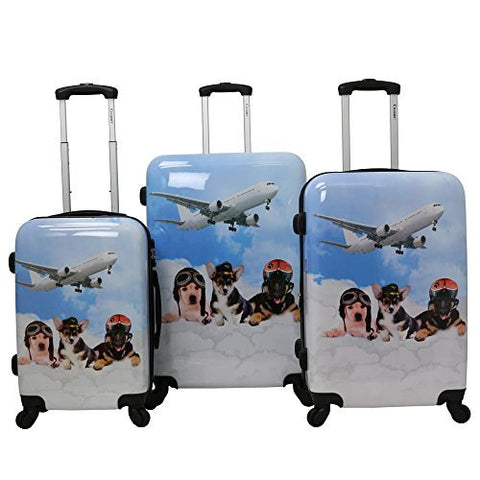 Chariot Doggie 3-Piece Expandable Hardside Lightweight Spinner Luggage Set, Pilots