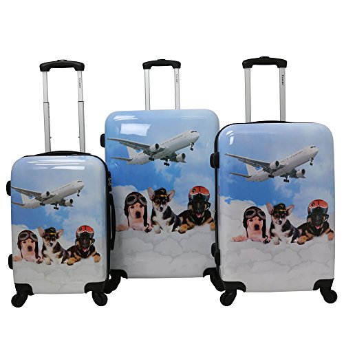 Chariot Doggie 3-Piece Expandable Hardside Lightweight Spinner Luggage Set, Pilots