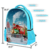 LORVIES Christmas Magical Train Backpack Kids School Book Bags for Elementary Primary Schooler for Boys