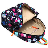 Kemy's Cat Preschool Backpack for Girls Rainbow Kitty Toddler Backpacks for Little Kids Preschooler Kindergarten Back Pack Nursery School Packie Kiddos Water Resistant Small Gift Black Colorful