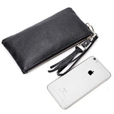 BOBILIKE Women's RFID Blocking Leather Wallets Credit Card Cash Holder Clutch Wristlet, Rose Red