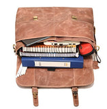 DH Shillong 15 Inch Retro Buffalo Hunter Leather Laptop Messenger Bag Office Briefcase College Bag