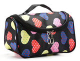Stylesilove Womens Compact Cosmetic Organizer Beauty Essential Makeup Bag (Multi Hearts Black)