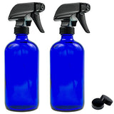 Empty Blue Glass Spray Bottle - Large 16 oz Refillable Container for Essential Oils, Cleaning