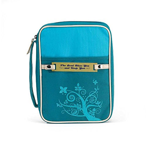 Turquoise Lord Bless You 8 x 11 inch Reinforced Polyester Bible Cover Case with Handle
