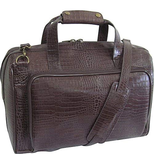 AmeriLeather Croco-Print 16" Leather Carry-On Weekend Duffel (Dark Brown