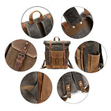 Mwatcher Waterproof Waxed Canvas Leather Backpack College Weekend Travel Rucksack 15in laptops