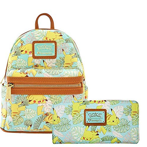 Pokemon Mint Leaves Mini Backpack by Loungefly Bundle with Matching Pokemon Mint Leaves Wallet - 2 Items