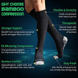 BAMS Premium Bamboo Compression Socks for Men & Women - Best Antibacterial 15-20 mmHg Graduated Knee-High Sock with Hypoallergenic Odor-Kill Technology for Running, Sports, Travel, Maternity (1 Pair)