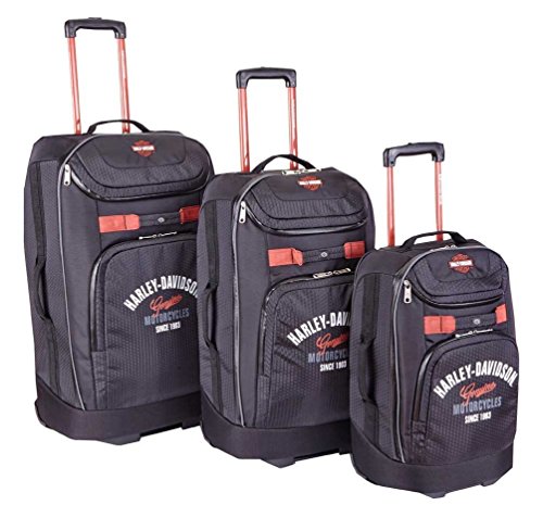 Harley-Davidson 3 Piece Luggage Set Tail Of The Dragon Pullman Wheeling Black