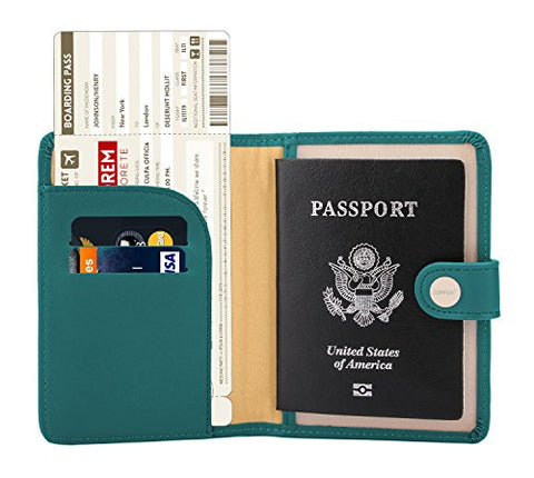 Zoppen Rfid Blocking Travel Passport Holder Cover Slim Id Card Case (#25 Teal Green)