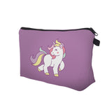 Makeup Toiletry Cosmetic Travel Carry Bag Zippered Luggage Pouch Multifunction Make-up Bag Pencil Holder Organizer for Men and Women Girls Kids (Purple Unicorn)